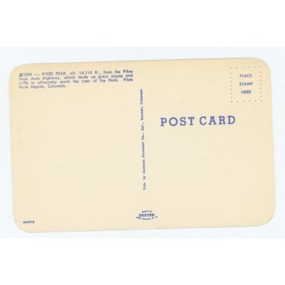 Postcard Pikes Peak Alt 14,110 Feet Peak Auto Highway Peak Region Colorado - Picture 2 of 2